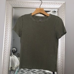 Aerie Olive Green Ribbed T-shirt